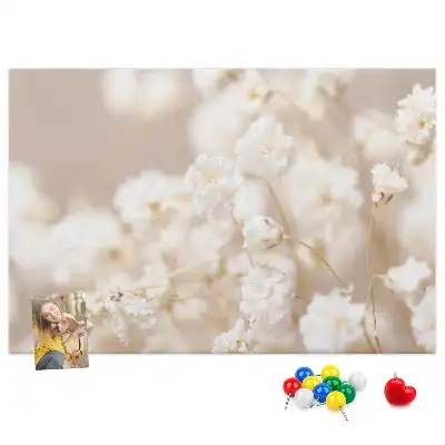 Memobord van kurk Kleine witte bloemen