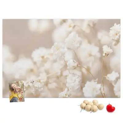 Memobord van kurk Kleine witte bloemen