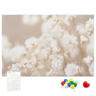 Memobord van kurk Kleine witte bloemen