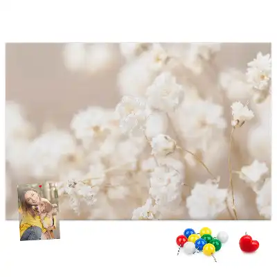 Memobord van kurk Kleine witte bloemen