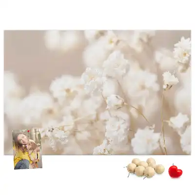 Memobord van kurk Kleine witte bloemen