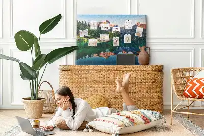 Memobord van kurk Meer landschap