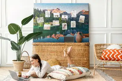 Memobord van kurk Meer landschap