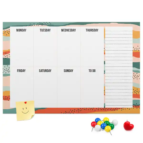 Memobord van kurk Retro weekplanner