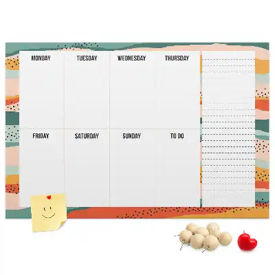 Memobord van kurk Retro weekplanner
