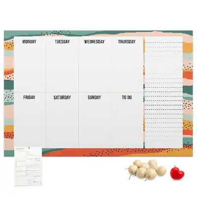 Memobord van kurk Retro weekplanner