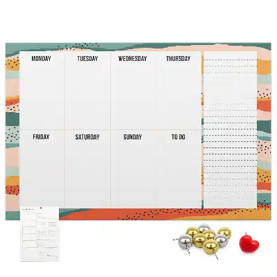 Memobord van kurk Retro weekplanner