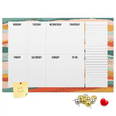 Memobord van kurk Retro weekplanner