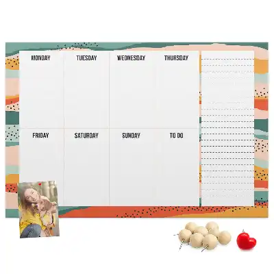 Memobord van kurk Retro weekplanner