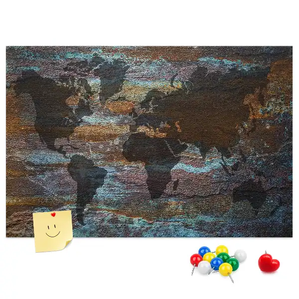Memobord van kurk Wereldkaart roest
