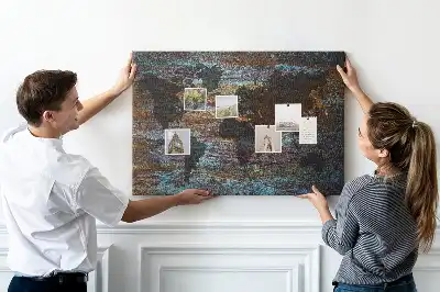 Memobord van kurk Wereldkaart roest