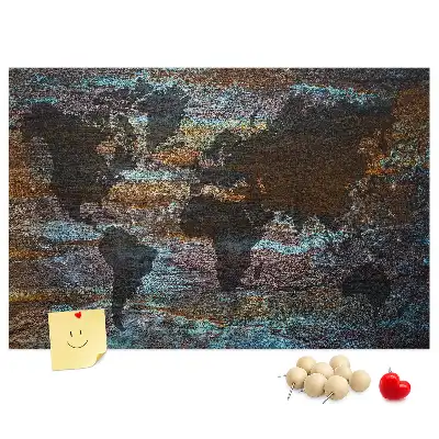 Memobord van kurk Wereldkaart roest