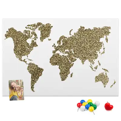 Memobord van kurk Continentale wereldkaart