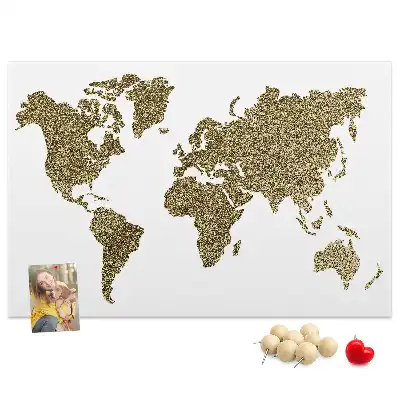 Memobord van kurk Continentale wereldkaart