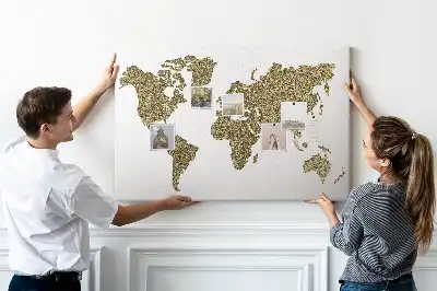Memobord van kurk Continentale wereldkaart