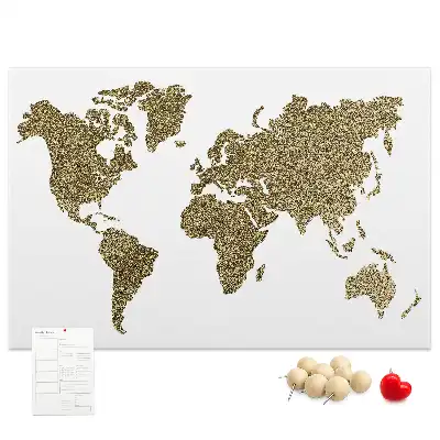 Memobord van kurk Continentale wereldkaart