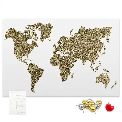 Memobord van kurk Continentale wereldkaart