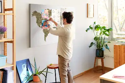Memobord van kurk Continentale wereldkaart