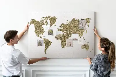 Memobord van kurk Continentale wereldkaart