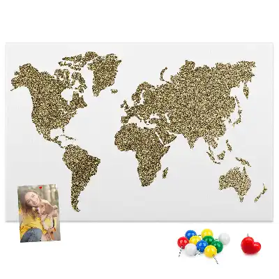 Memobord van kurk Continentale wereldkaart