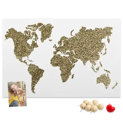 Memobord van kurk Continentale wereldkaart