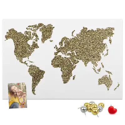 Memobord van kurk Continentale wereldkaart