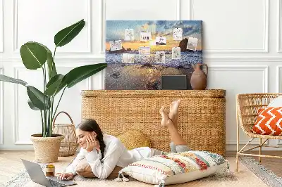 Memobord van kurk Zon zakkend in de zee