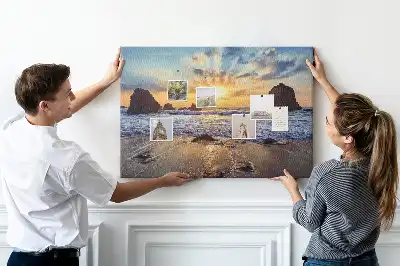 Memobord van kurk Zon zakkend in de zee