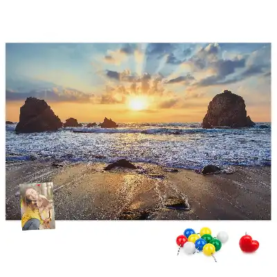 Memobord van kurk Zon zakkend in de zee