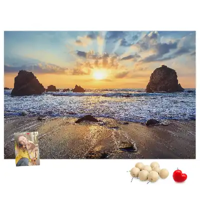 Memobord van kurk Zon zakkend in de zee