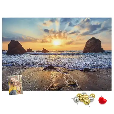 Memobord van kurk Zon zakkend in de zee