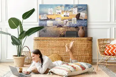 Memobord van kurk Zon zakkend in de zee