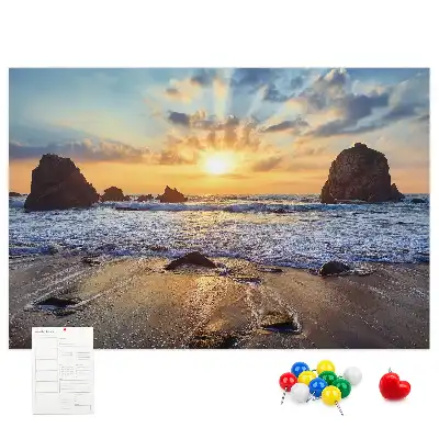 Memobord van kurk Zon zakkend in de zee