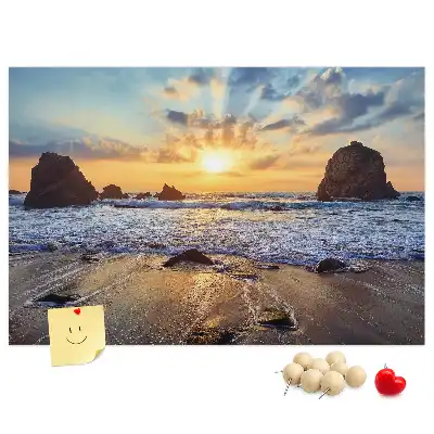 Memobord van kurk Zon zakkend in de zee