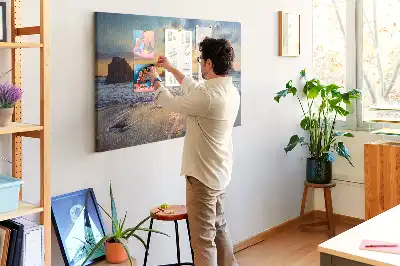Memobord van kurk Zon zakkend in de zee