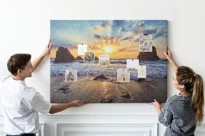 Memobord van kurk Zon zakkend in de zee