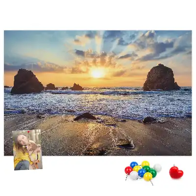 Memobord van kurk Zon zakkend in de zee