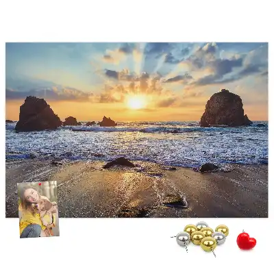 Memobord van kurk Zon zakkend in de zee