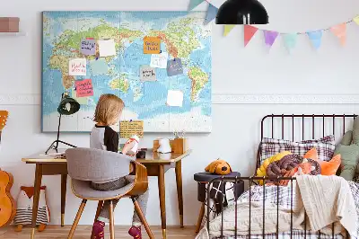 Memobord van kurk Fysieke wereldkaart