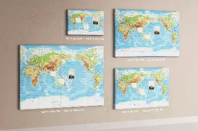 Memobord van kurk Fysieke wereldkaart