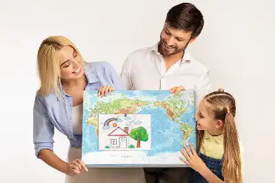Memobord van kurk Fysieke wereldkaart