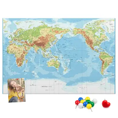 Memobord van kurk Fysieke wereldkaart