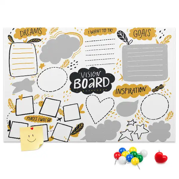 Memobord van kurk Nieuwjaarsvoornemens