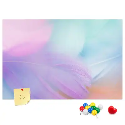 Kurk prikbord met kleurrijke veren