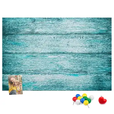 Kurk prikbord Blauw oud hout