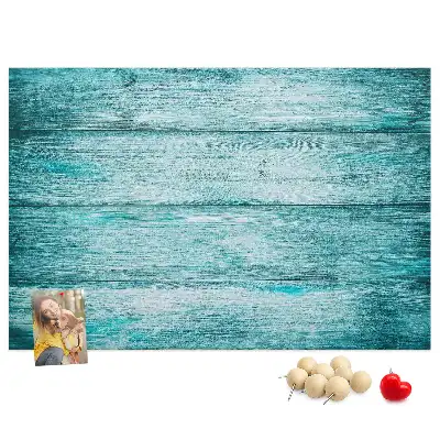 Kurk prikbord Blauw oud hout