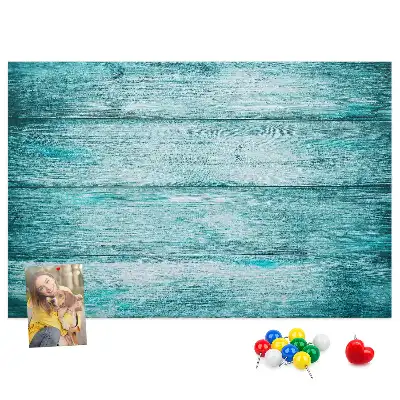 Kurk prikbord Blauw oud hout