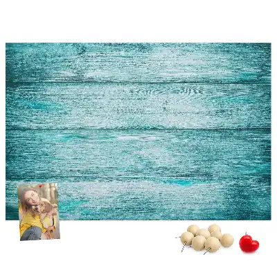 Kurk prikbord Blauw oud hout