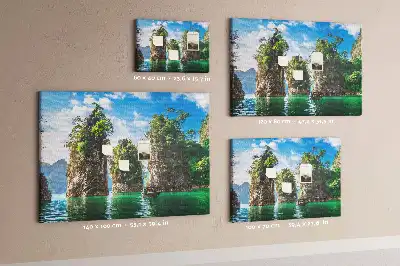 Memobord van kurk Meer bomen natuur