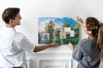 Memobord van kurk Meer bomen natuur